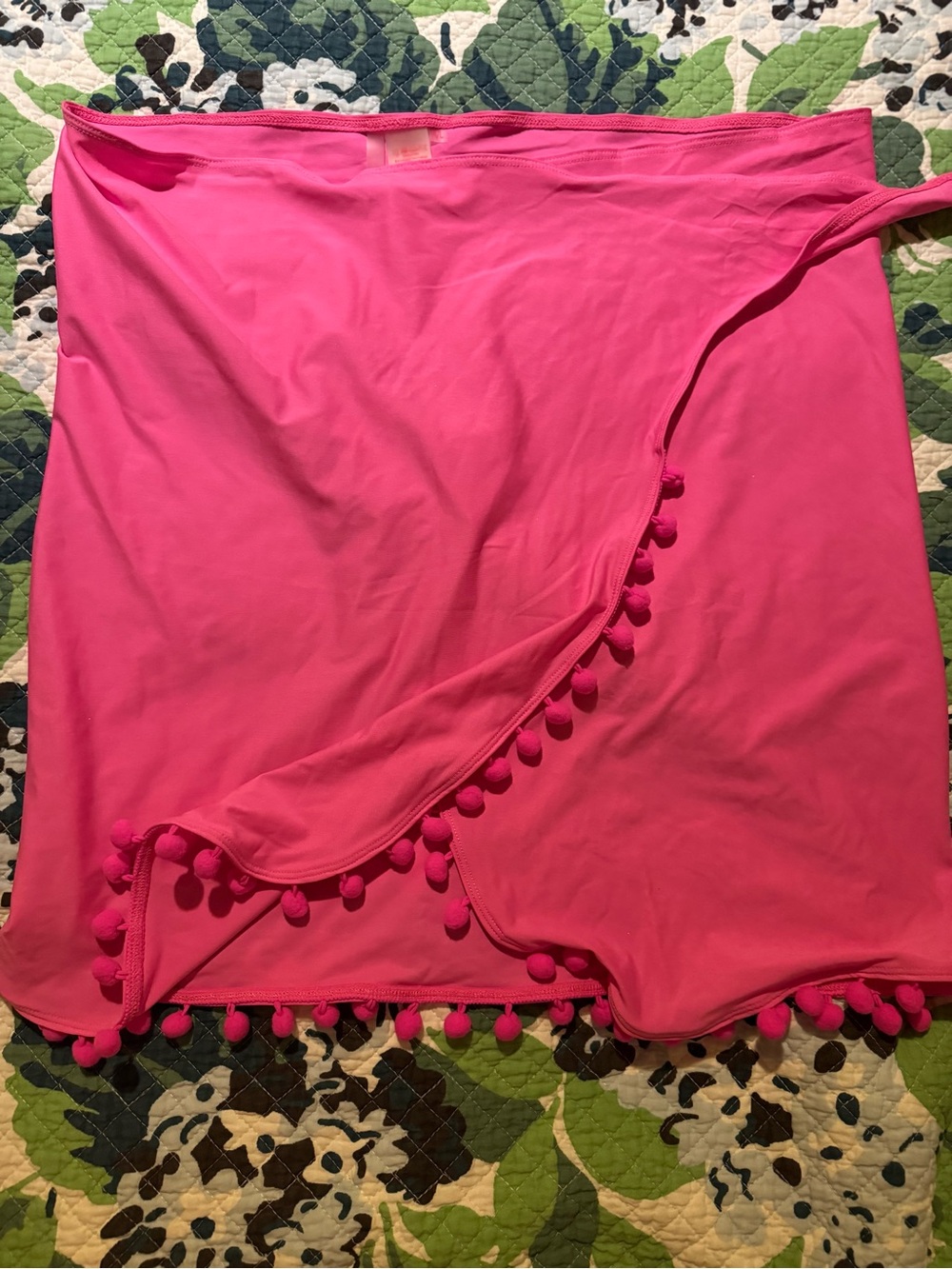 Lilly Pulitzer Hot Pink Pom-Trim Swim Sarong